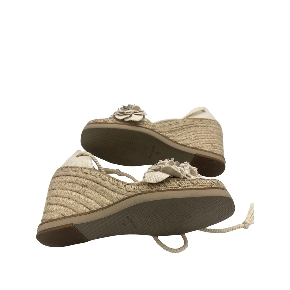 Kanna Floral Applique Lace Up Espadrille Wedge Sandals Off White Size 39 JHJNTV - Picture 5 of 5